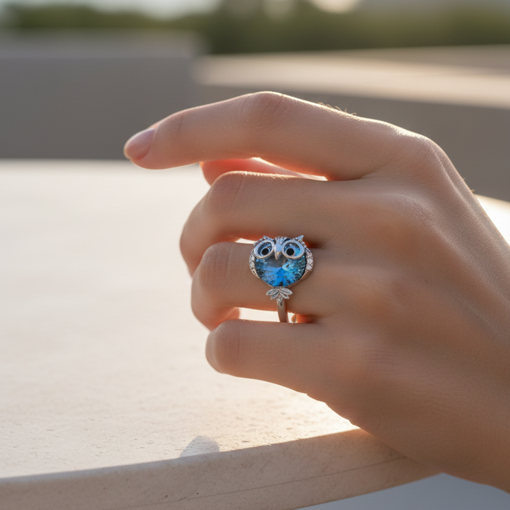 bague pierre hibou bleu