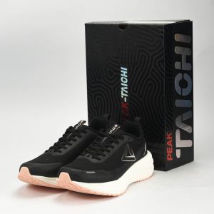PEAK CUSHION RUNNING SHOES-BLACK/WHITE
