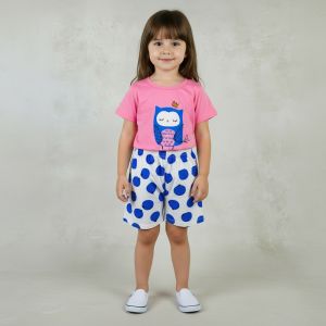 NSEMBLE ROSE MOTIF HIBOU BLEU