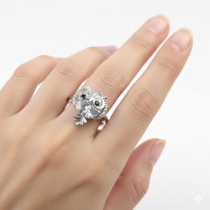 bague pierre hibou blanc