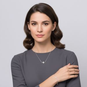 Parure motif fréquence cardiaque (plaqué Rhodié