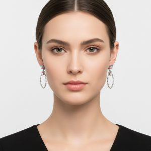 Boucle d'oreille petit carré blanc reflet