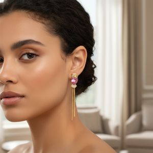 boucle d'oreille pendantes hibou rose