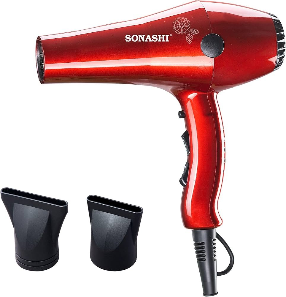 مجفف الشعر SONASHI FABULOUS الأحمر - قوة 2000 واط مع هواء بارد وساخن