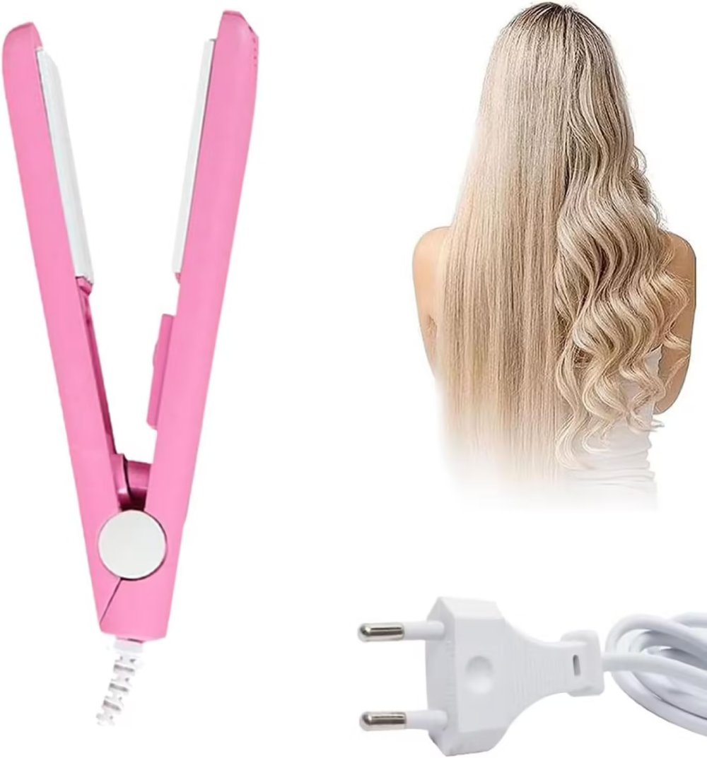 مكواة شعر صغيرة محمولة للسفر - تصميم لطيف بألوان باستيل