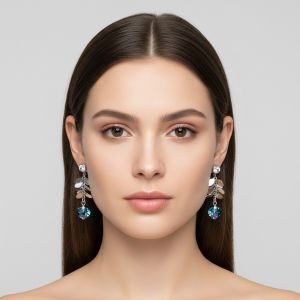 boucle d'oreille pendantes coeur bleu nuit