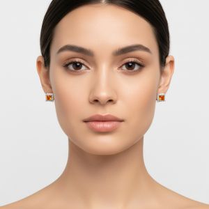 boucle d'oreille carré orange