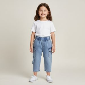 Pantalon jeans bleu avec les poches