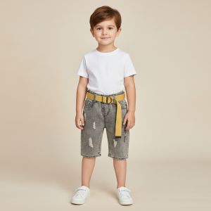 PANTALON GRIS AVEC CEINTURE MARRON