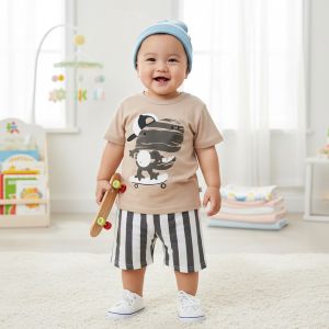 ENSEMBLE MARRON MOTIF DINOSAURE