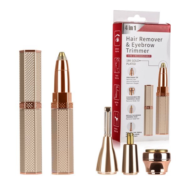 مجموعة العناية المتكاملة 4 في 1 – جهاز إزالة الشعر وتحديد الحواجب القابل لإعادة الشحن