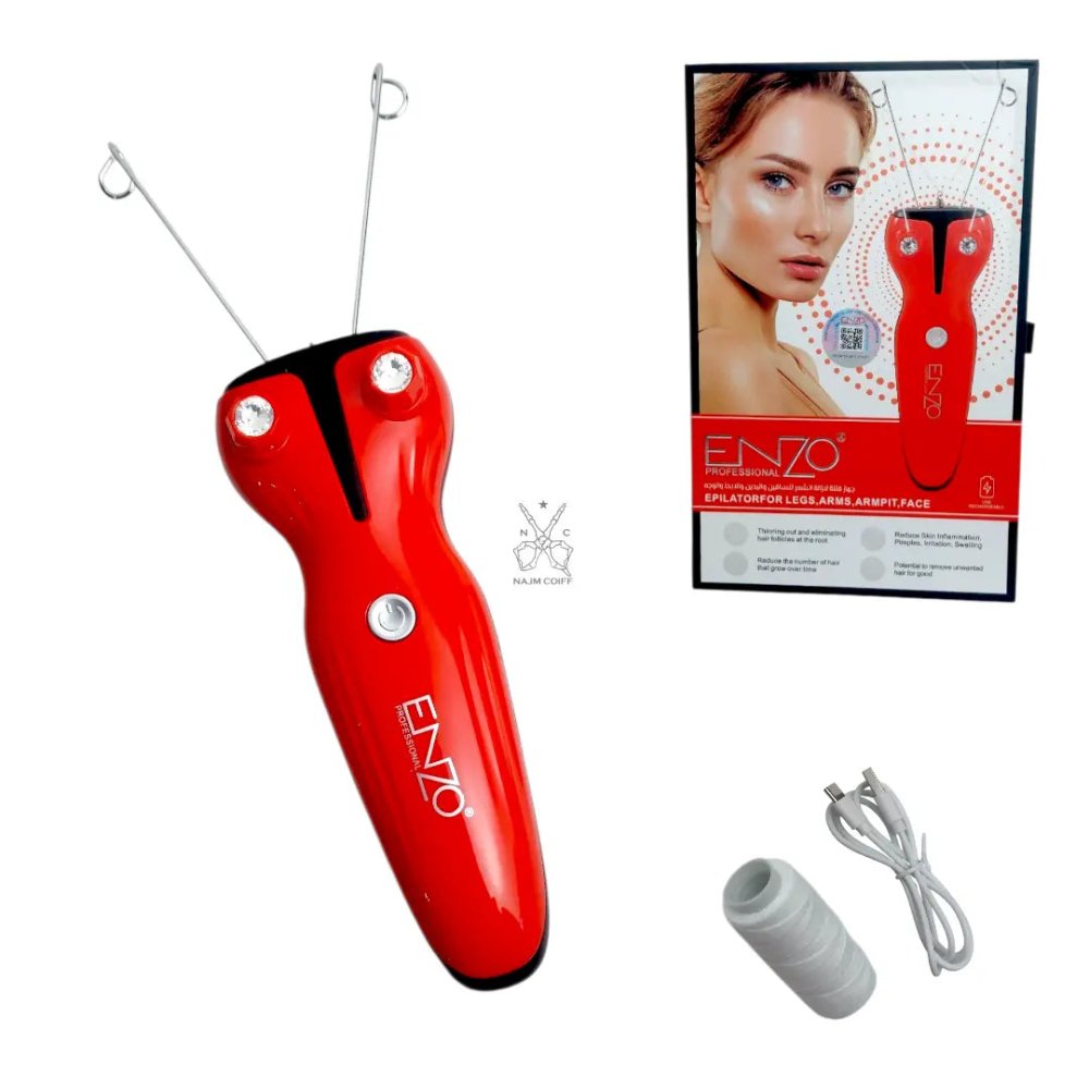 جهاز "إنزو" الاحترافي لإزالة الشعر بالخيط (الفتلة) – القابل للشحن لنتائج ناعمة وتدوم طويلاً